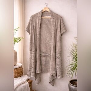 Woolrich Open Knit Long Cardigan XL Dark Stone Cotton Duster Layering Piece